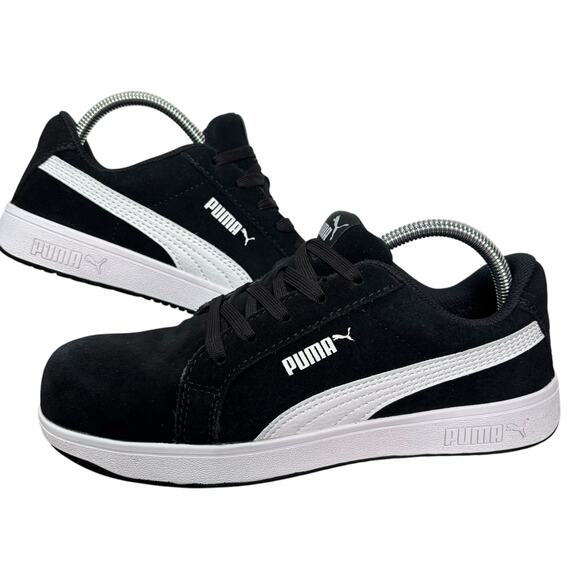 Puma Iconic Suede S1P Low Safety Shoes Size 8 Black Composite Toe Work Sneakers - Picture 1 of 11